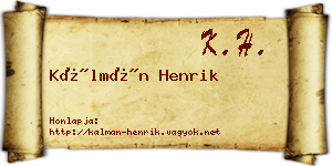 Kálmán Henrik névjegykártya